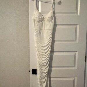 Selfie Leslie - XS -  Ruched Midi Dress - White (never worn)